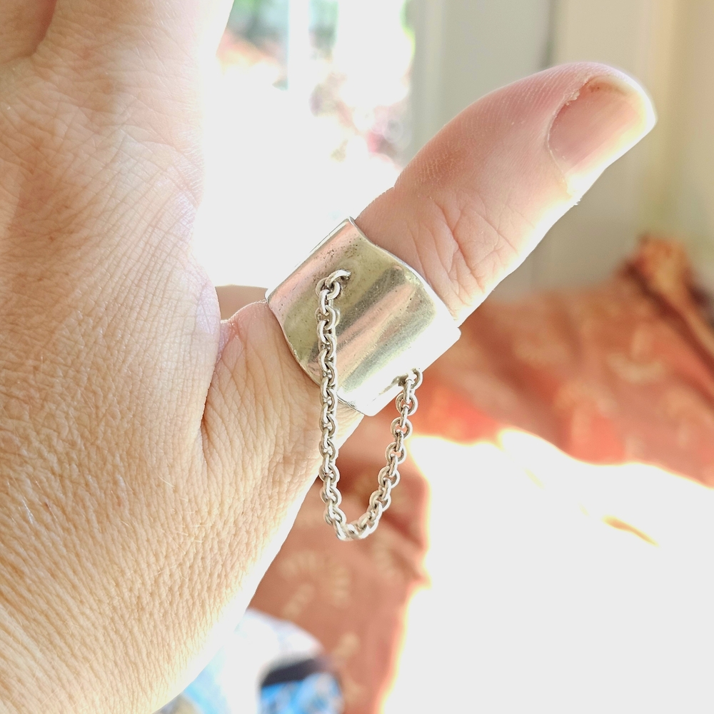 Chunky Silver Chain Ring